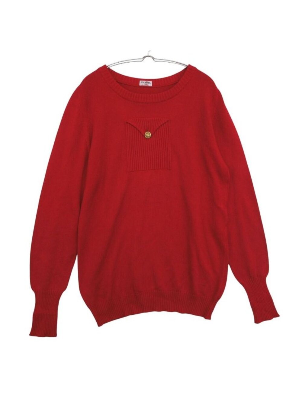Chanel Knit Vintage Sweater Long Sleeve Long Length Tunic with Pocket Clover
